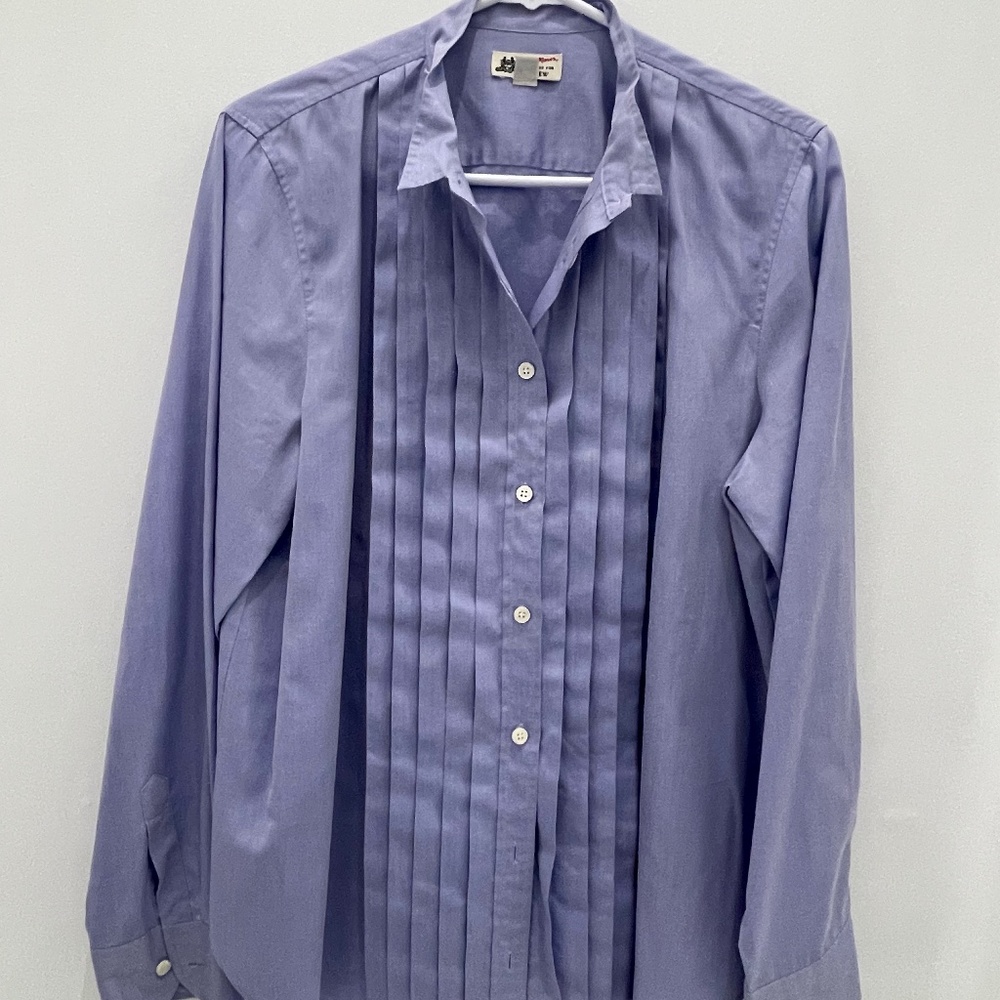 Thomas Mason for J CREW women’s oxford blue, cotton tuxedo blouse, size 14